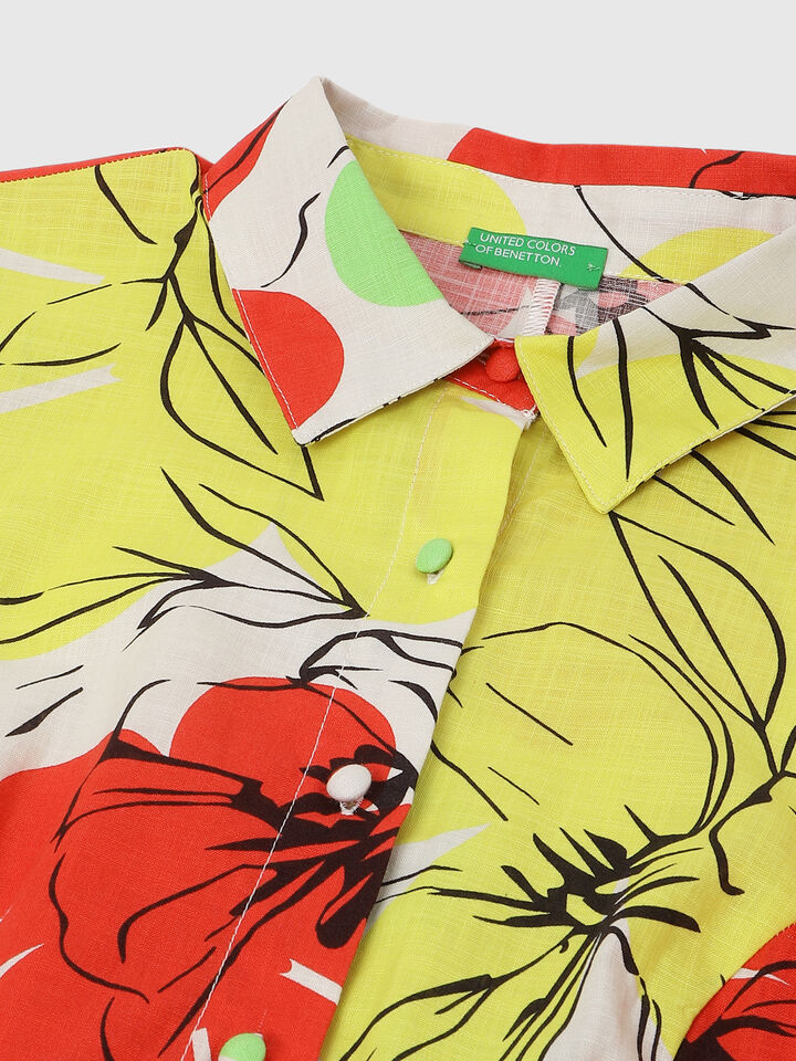 S/S PRINTED SHORT FLARE DRESS WITH BELT image number 9
